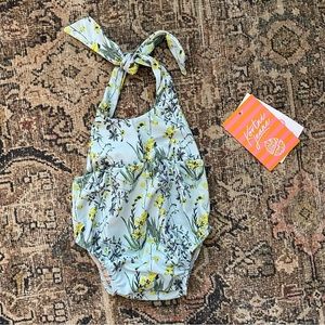 Kortni Jeane Blue Green Floral One Piece Halter Swim 6 month
